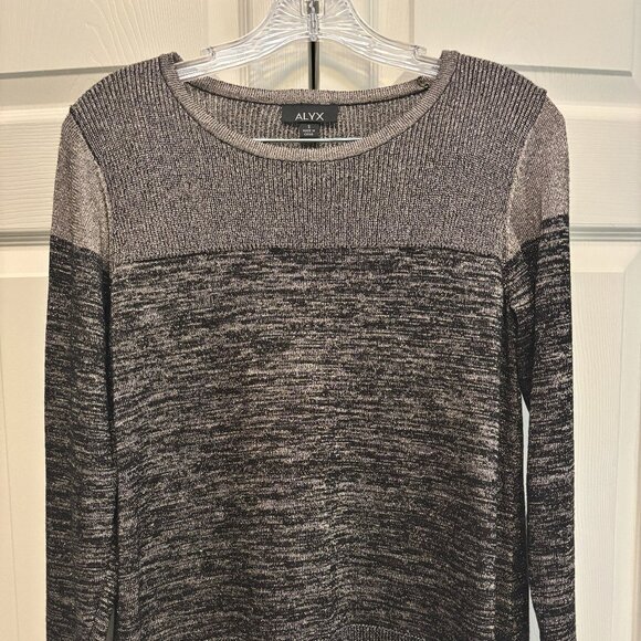 Price Drop, Discount Ship Nwt, Women's Black and Silver  Sweater.  Size Small - Picture 1 of 4